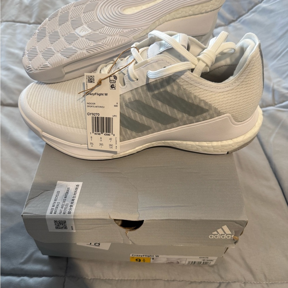 Adidas CrazyFlight W White and Gray Shoes